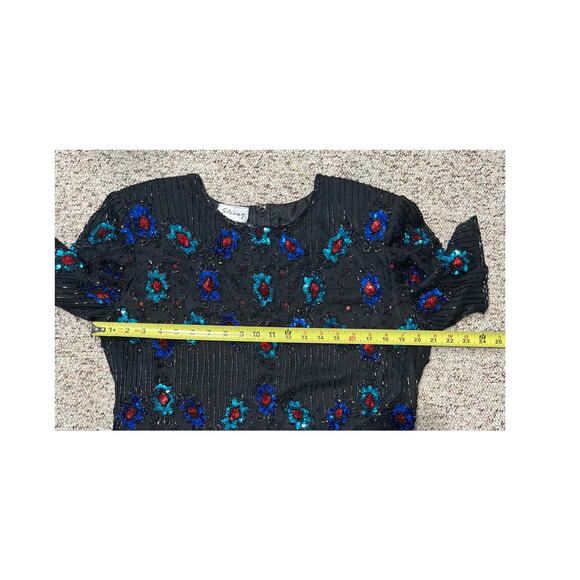 Vintage Stenay Beaded Sequined Embellished Short Sleeve 100% Silk Top Size XL - Picture 6 of 9